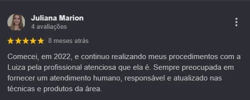 Avaliação pública no Google sobre atendimento da Dra. Luiza Lazzaretti 06